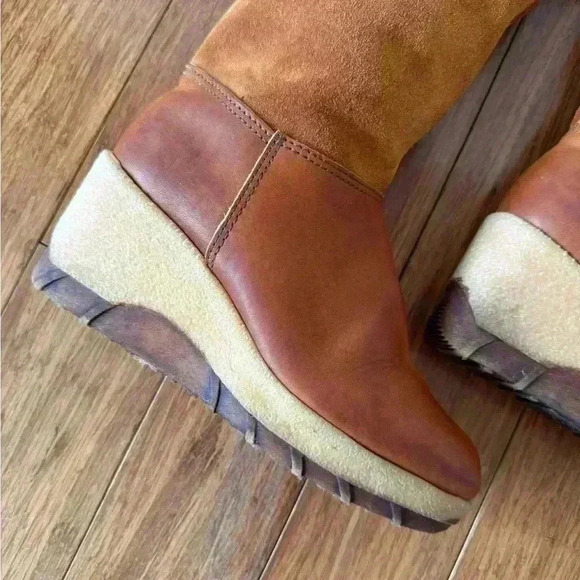 Vintage Rosita Shearling Suede Leather High Wedge Boots Women’s Size 6.5 M - Picture 9 of 11